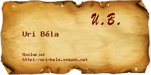 Uri Béla névjegykártya